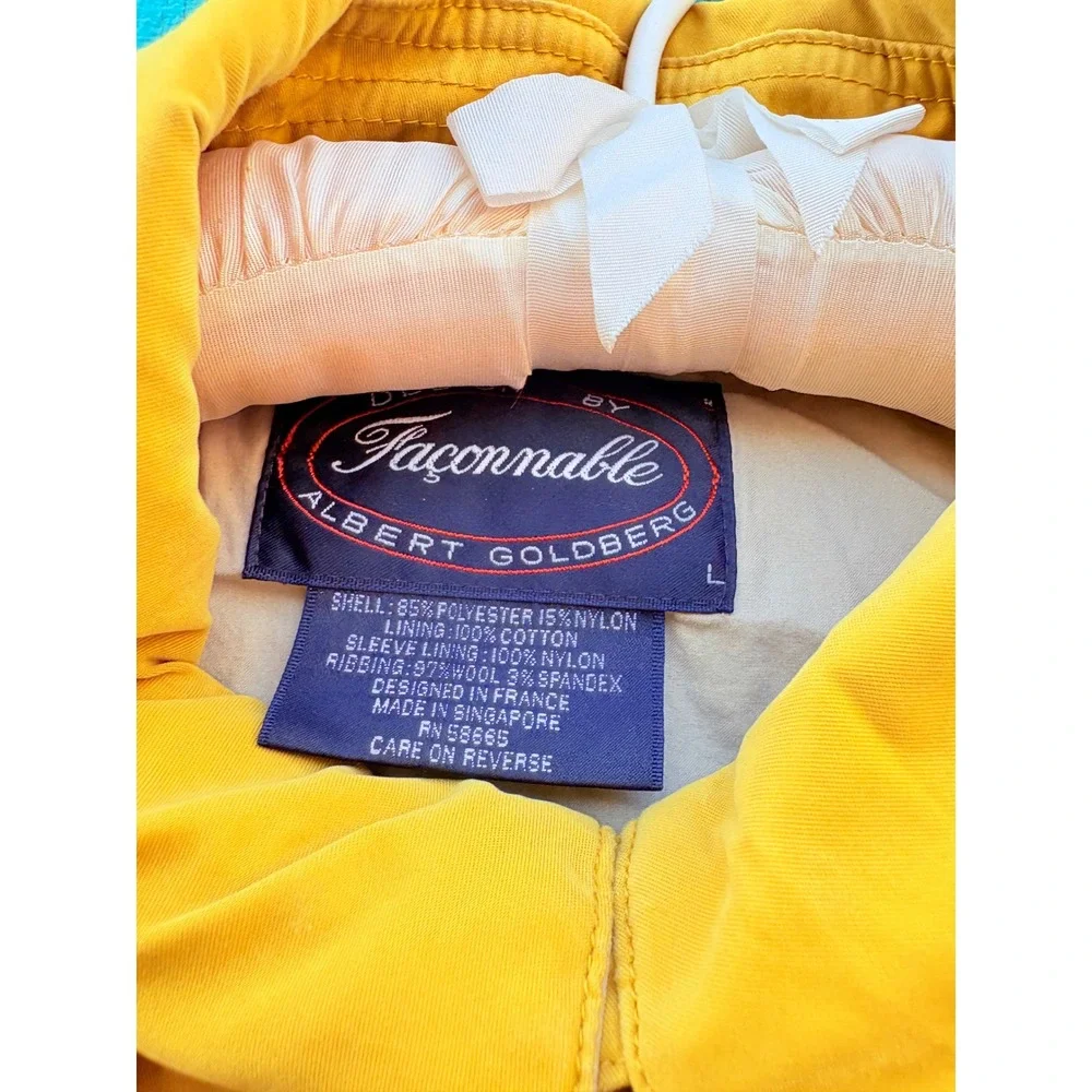 Faconnable Albert Goldberg Mustard‎ Yellow Bomber Jacket Water Repellent Size L